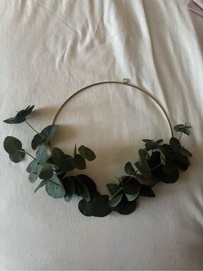 Threshold Gold Hoop/Wreath with Green Eucalyptus Leaves